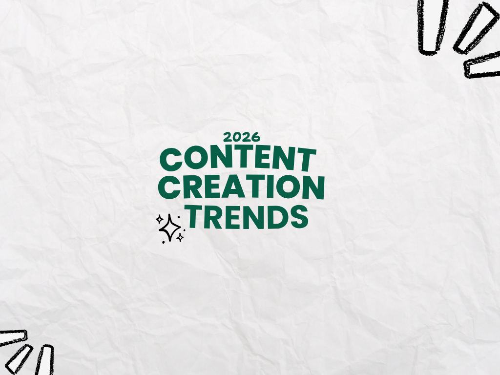 Fun looking image displaying useful information that answers the question of "content creation trends" that will matter in 2026